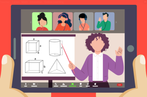 Animated graphics of online math tutoring. 